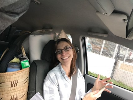Cheryl in packed car